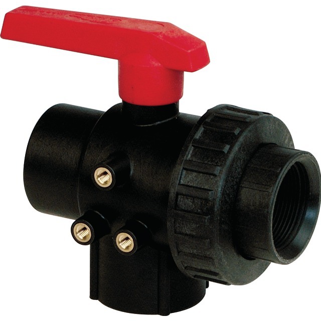 Vanne à Bille 3V PP G1"1/4FF-LL(PC) référence fournisseur 30562020